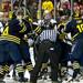 Michigan and Notre Dame players fight in the final minute of the game on Sunday, March 24. Daniel Brenner I AnnArbor.com